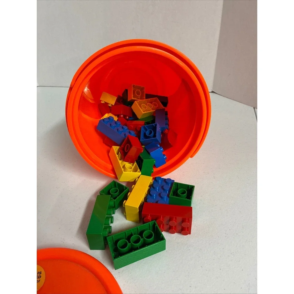 Vintage Tyco Super Blocks Building Set in Orange Storage Bucket Mixed Lot